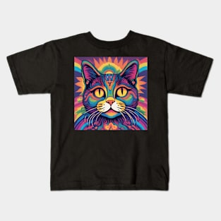 Psychedelic Cat Kids T-Shirt